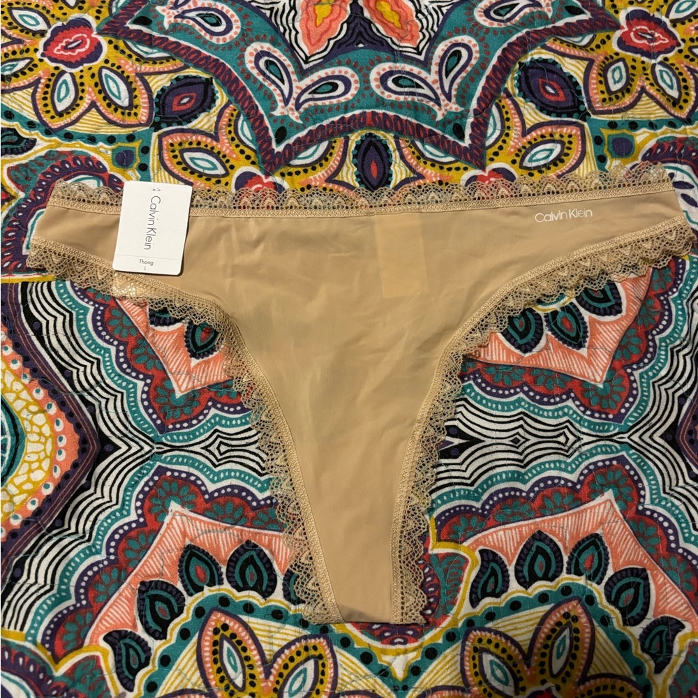 NWT Set of Two Calvin Klein Panties in tan/beige, size large